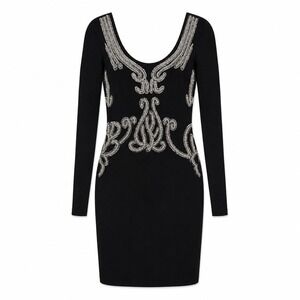 Abyss by Abby Black Beaded Bodycon Mini Dress Medium